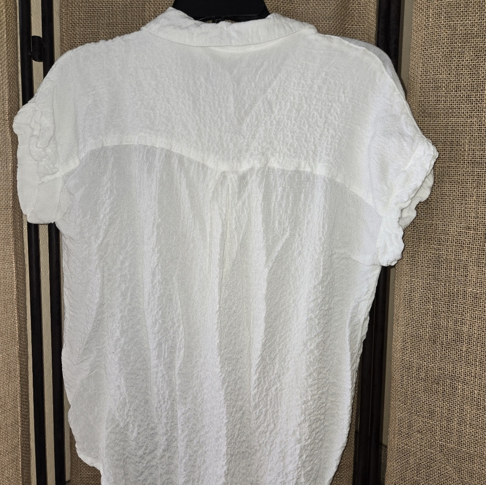 Women's Jane + Delancey White Roll Sleeve V Neck Top Size Small - Picture 11 of 11